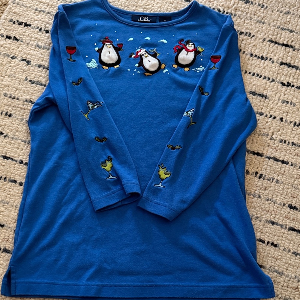 CB Casual Blue Long Sleeve Penguin Tee